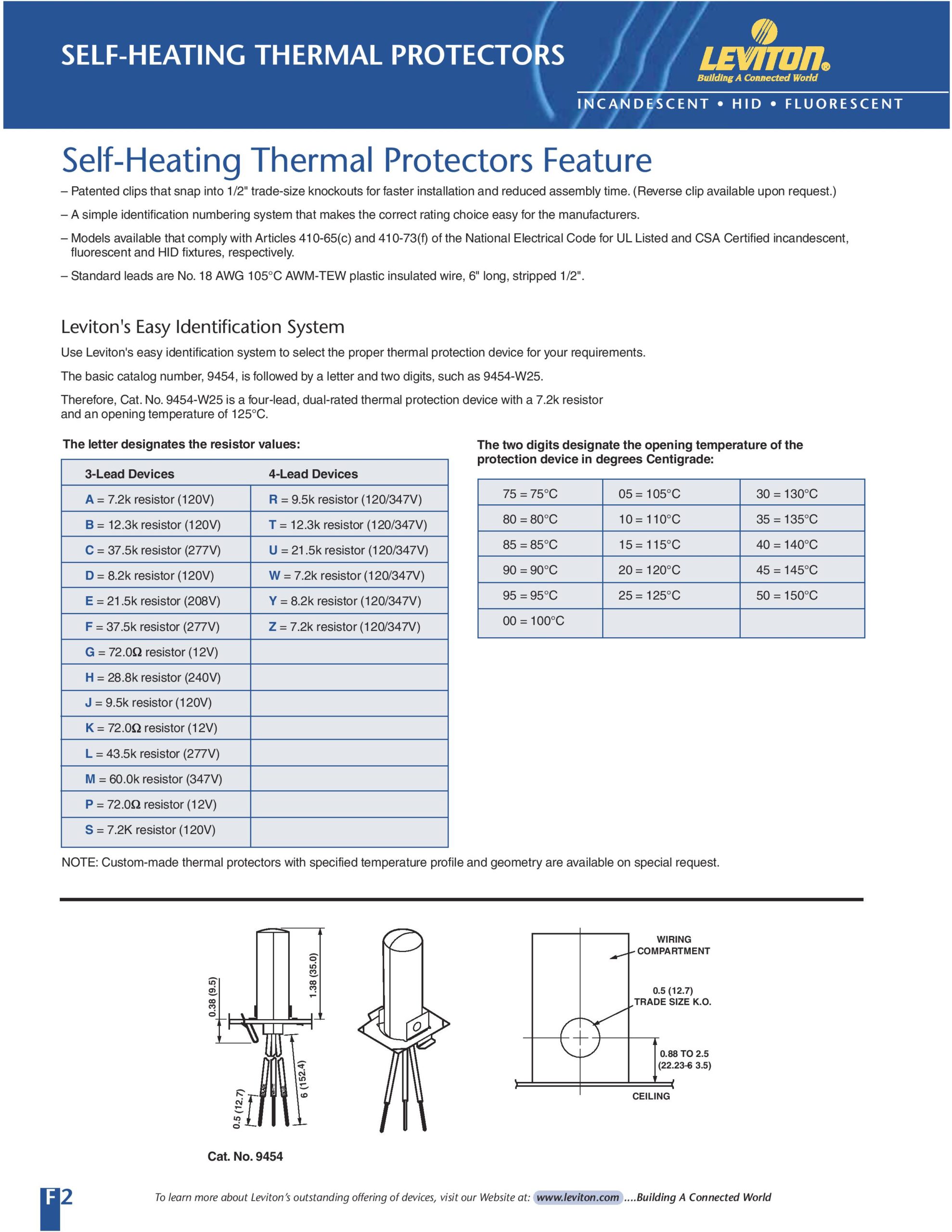 Thermal Protector Spec Sheet